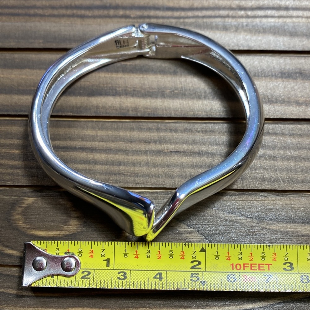 Vintage Robert Lee Morris Film Soho Silver Sculptural Hinged Bangle Bracelet - Picture 5 of 16